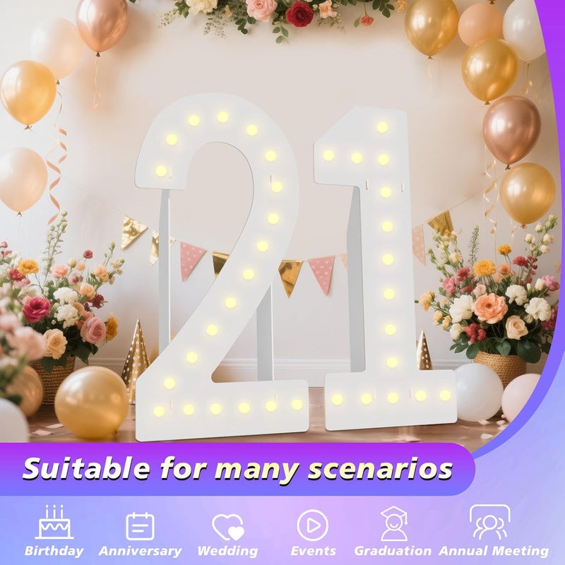 LOBOOM 4FT Light Up Numbers,Giant Marquee Number Big Mosaic Number for 70th Birthday Party Decorations Backdrop Anniversary Decor, Pre-Cut Frame - Image 5